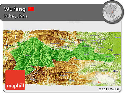 Political 3D Map of Wufeng, physical outside