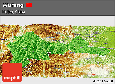Political 3D Map of Wufeng, physical outside