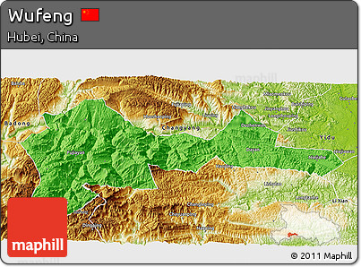 Political 3D Map of Wufeng, physical outside