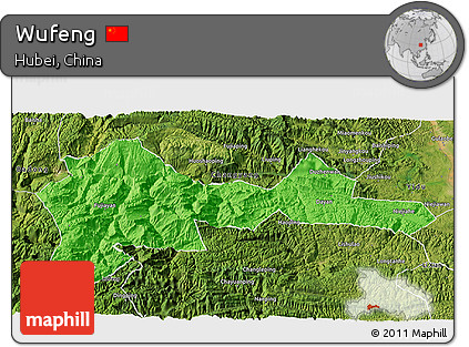 Political 3D Map of Wufeng, satellite outside
