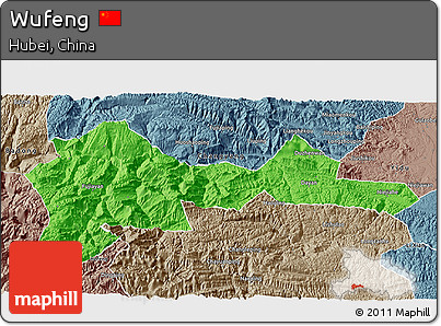 Political 3D Map of Wufeng, semi-desaturated