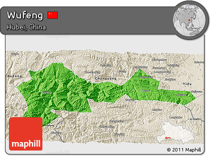 Political 3D Map of Wufeng, shaded relief outside