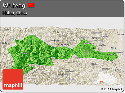 Political 3D Map of Wufeng, shaded relief outside