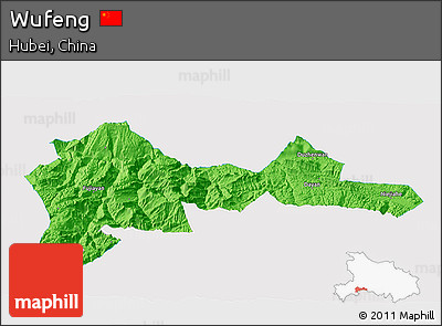 Political 3D Map of Wufeng, single color outside