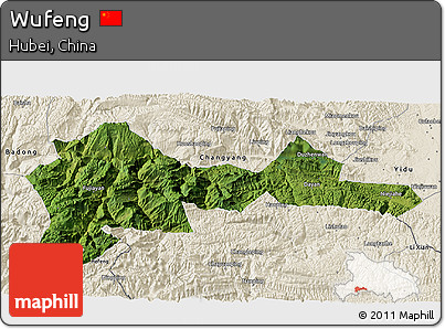 Satellite 3D Map of Wufeng, shaded relief outside