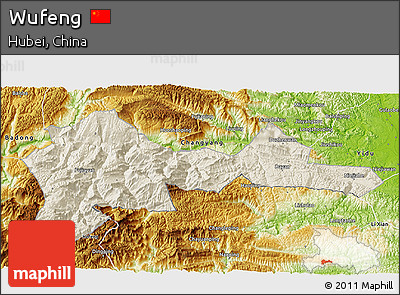 Shaded Relief 3D Map of Wufeng, physical outside