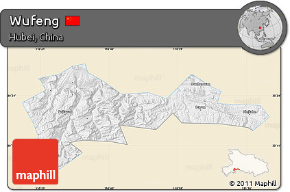 Classic Style Map of Wufeng, single color outside