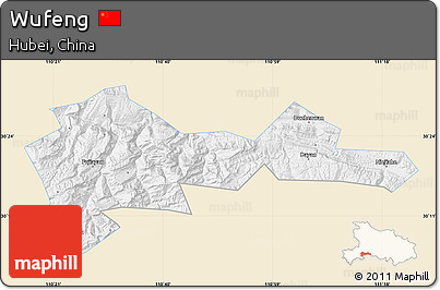 Classic Style Map of Wufeng, single color outside