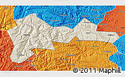 Shaded Relief Map of Wufeng, political outside