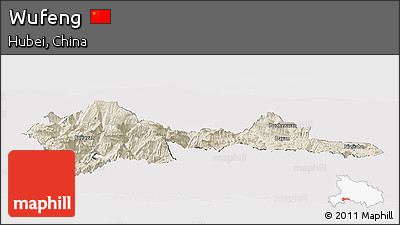 Shaded Relief Panoramic Map of Wufeng, cropped outside