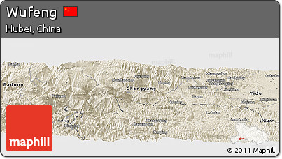 Shaded Relief Panoramic Map of Wufeng