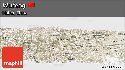Shaded Relief Panoramic Map of Wufeng
