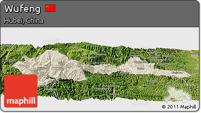 Shaded Relief Panoramic Map of Wufeng, satellite outside