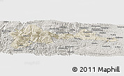 Shaded Relief Panoramic Map of Wufeng, semi-desaturated