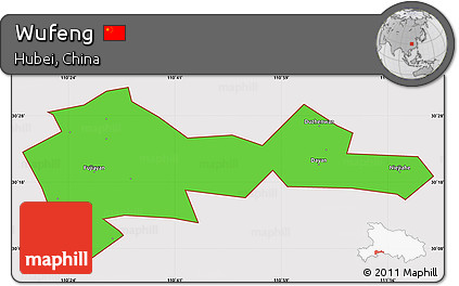 Political Simple Map of Wufeng, cropped outside