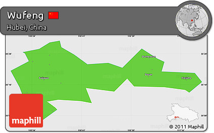 Political Simple Map of Wufeng, single color outside