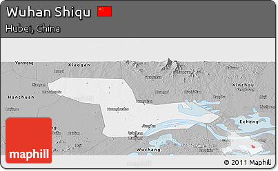 Gray Panoramic Map of Wuhan Shiqu