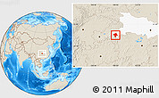 Shaded Relief Location Map of Xianfeng, highlighted parent region