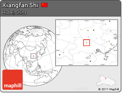 Blank Location Map of Xiangfan Shi