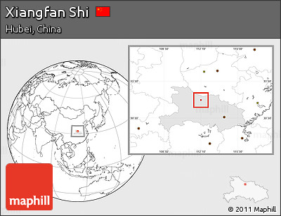Blank Location Map of Xiangfan Shi, highlighted parent region