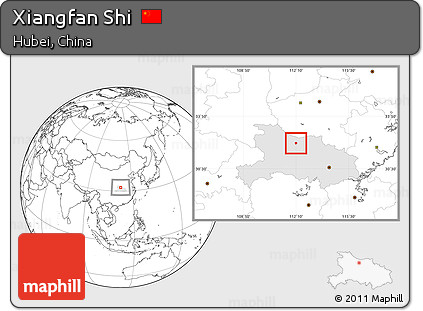 Blank Location Map of Xiangfan Shi, highlighted parent region