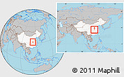 Gray Location Map of Xiangfan Shi, highlighted country, within the entire country