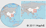 Gray Location Map of Xiangfan Shi, highlighted country, highlighted parent region, within the entire country