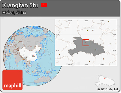 Gray Location Map of Xiangfan Shi, highlighted country, highlighted parent region