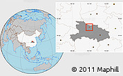 Gray Location Map of Xiangfan Shi, highlighted country, highlighted parent region