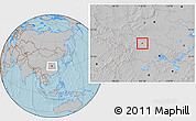 Gray Location Map of Xiangfan Shi, hill shading