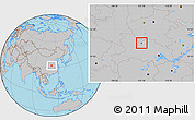 Gray Location Map of Xiangfan Shi