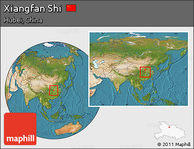 Satellite Location Map of Xiangfan Shi, within the entire country