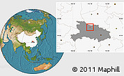 Satellite Location Map of Xiangfan Shi, highlighted country, highlighted parent region