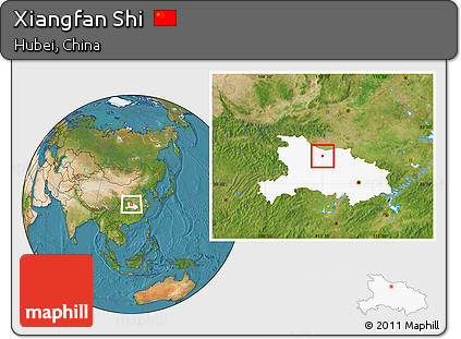Satellite Location Map of Xiangfan Shi, highlighted parent region