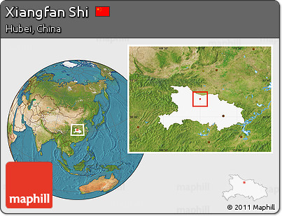 Satellite Location Map of Xiangfan Shi, highlighted parent region