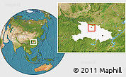 Satellite Location Map of Xiangfan Shi, highlighted parent region