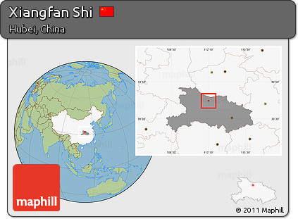 Savanna Style Location Map of Xiangfan Shi, highlighted country, highlighted parent region