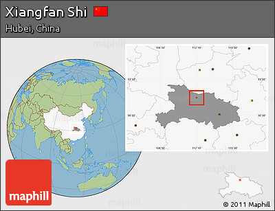Savanna Style Location Map of Xiangfan Shi, highlighted country, highlighted parent region