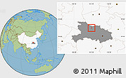 Savanna Style Location Map of Xiangfan Shi, highlighted country, highlighted parent region
