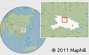 Savanna Style Location Map of Xiangfan Shi, highlighted parent region, hill shading
