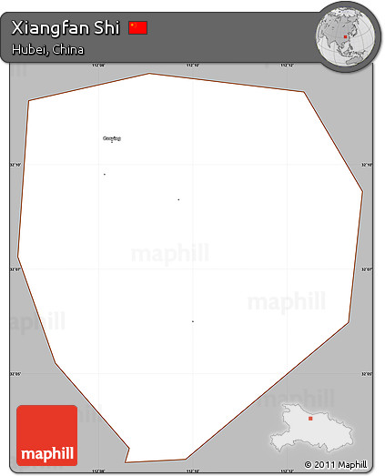 Gray Simple Map of Xiangfan Shi, cropped outside