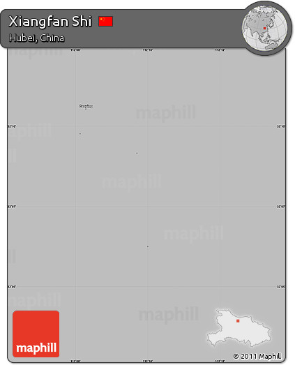 Gray Simple Map of Xiangfan Shi, single color outside