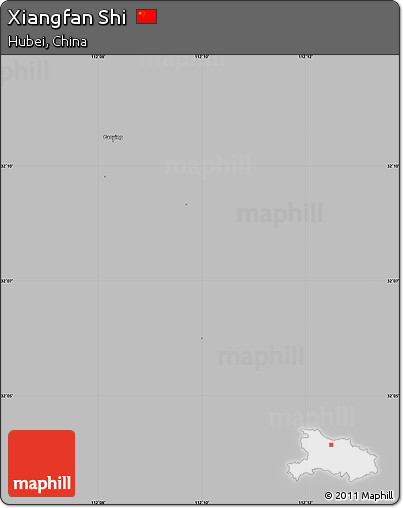 Gray Simple Map of Xiangfan Shi, single color outside