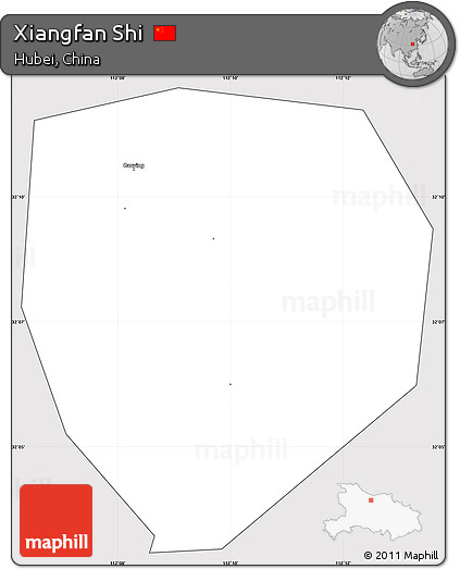 Silver Style Simple Map of Xiangfan Shi, cropped outside