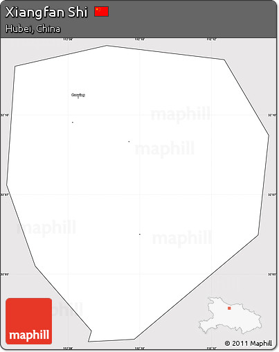 Silver Style Simple Map of Xiangfan Shi, cropped outside