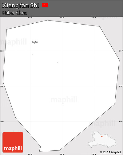 Silver Style Simple Map of Xiangfan Shi, cropped outside