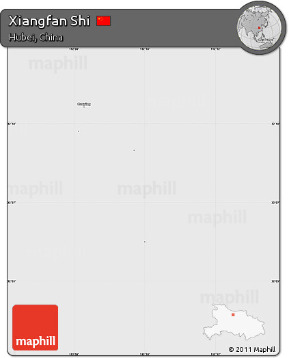 Silver Style Simple Map of Xiangfan Shi, single color outside