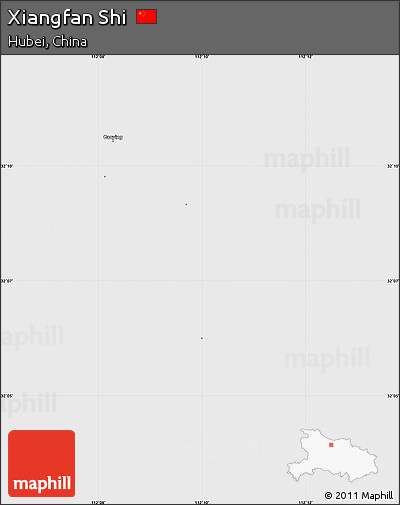 Silver Style Simple Map of Xiangfan Shi, single color outside