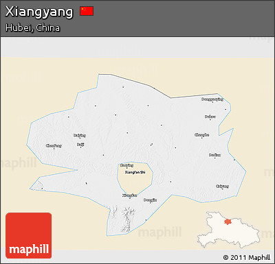 Classic Style 3D Map of Xiangyang, single color outside