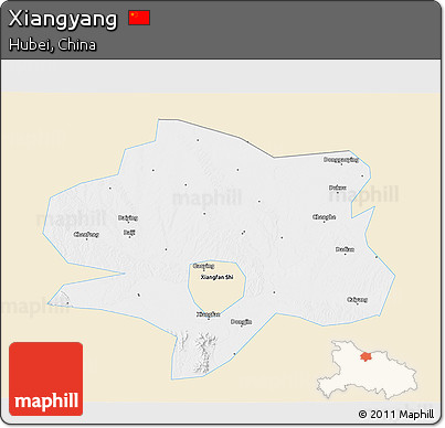 Classic Style 3D Map of Xiangyang, single color outside